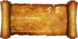 Iritz Baracs névjegykártya
